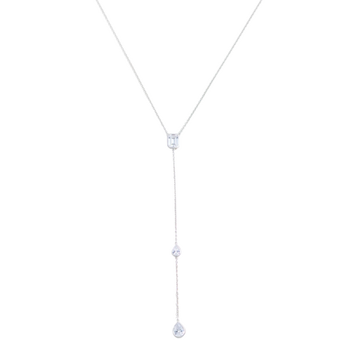 Гривна с 3 камъка "Oriane", сребро 925, покритие родии