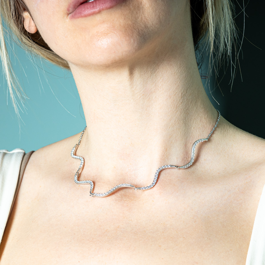 Колие с камъни “Ysée”, сребро 925, покритие родии