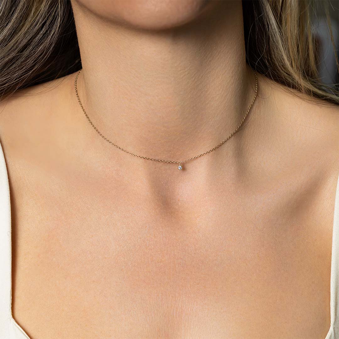 Колие с камък “Naïa”, сребро 925, покритие злато