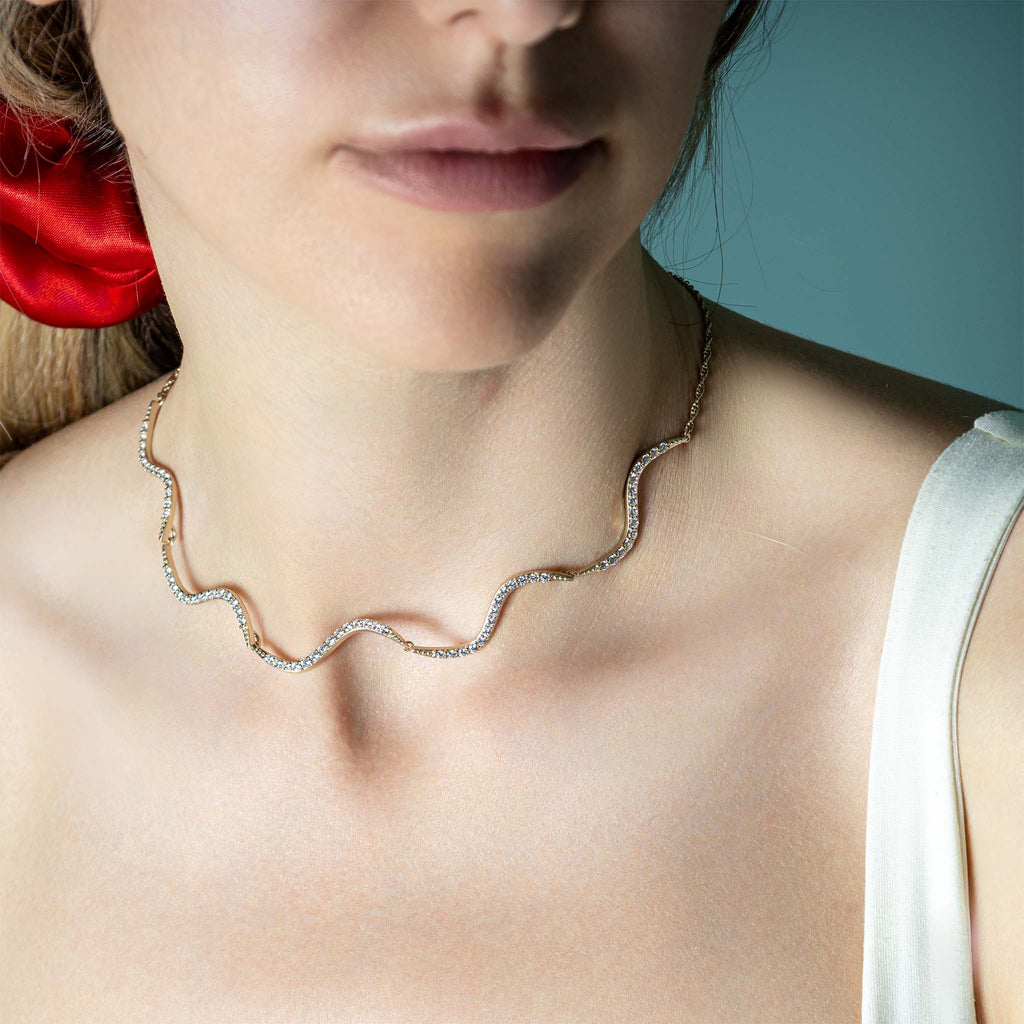 Колие с камъни “Ysée”, сребро 925, покритие злато