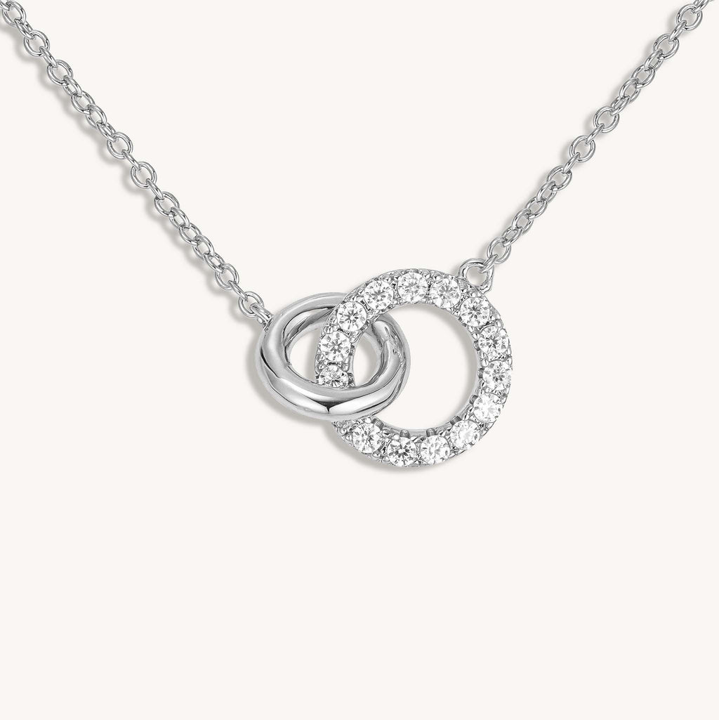 Сребърно колие с камъчета "Léonie" покритие бяло злато