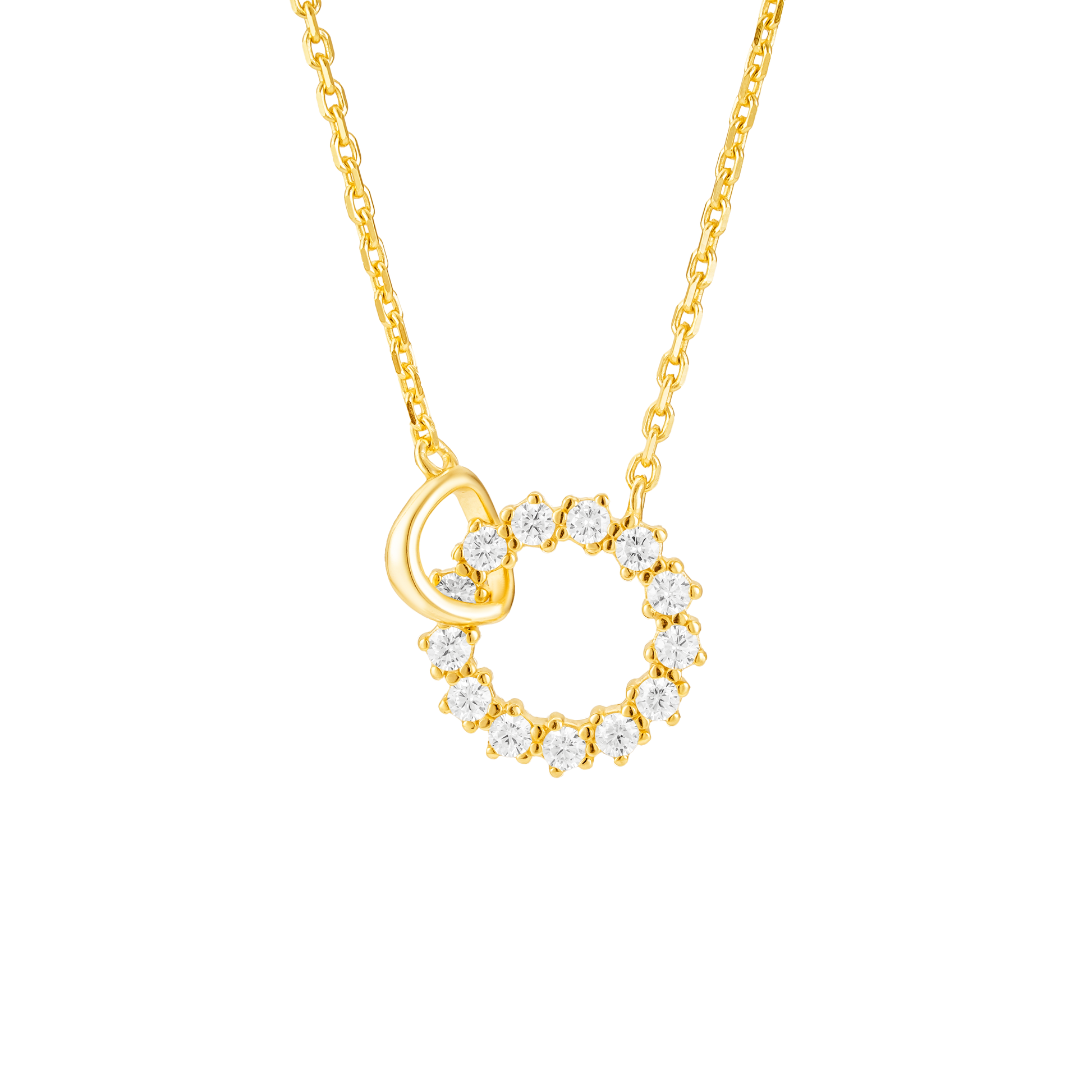 Сребърно колие с камъчета "Léonie" покритие  злато