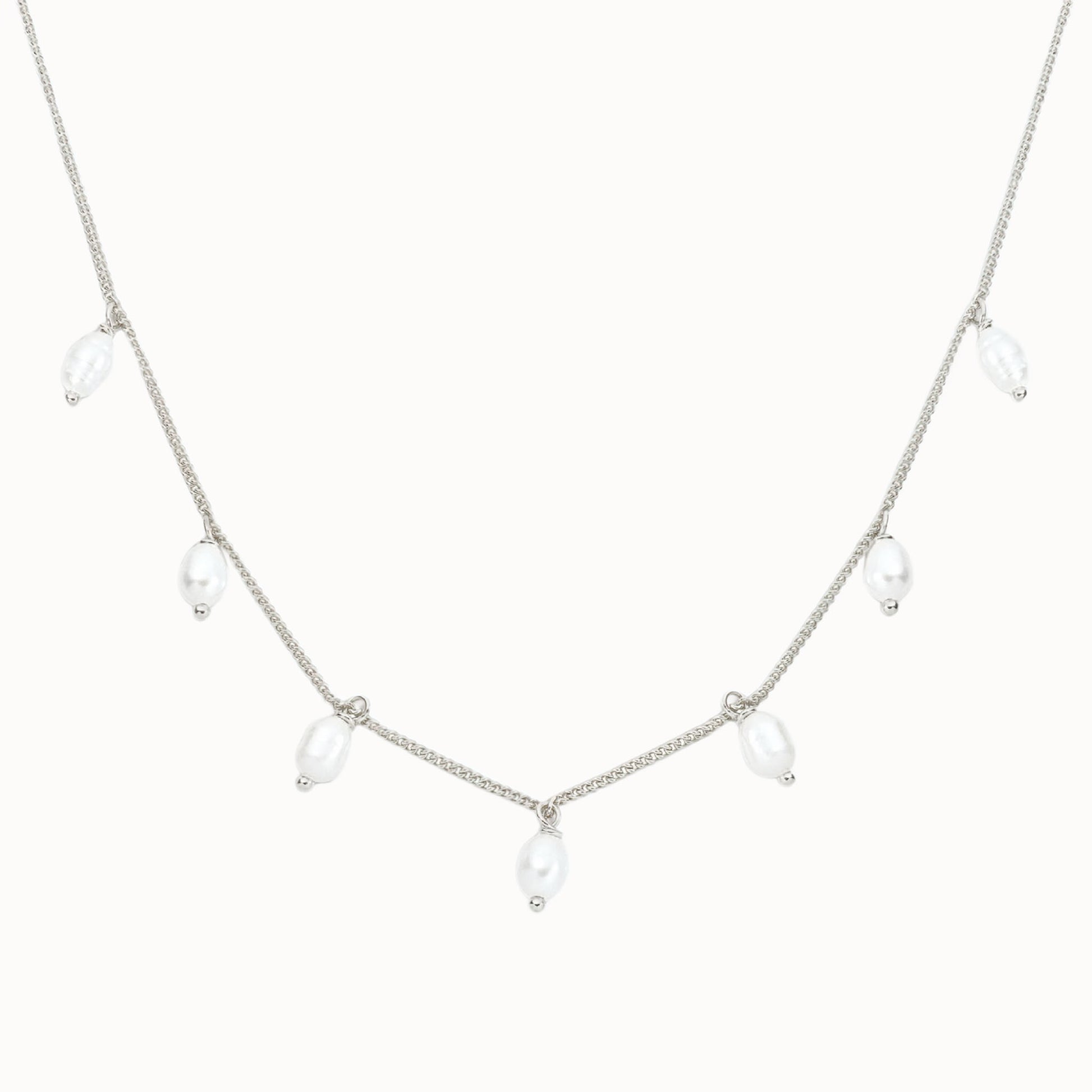 Колие с перли “Dôme”, сребро 925, покритие бяло злато